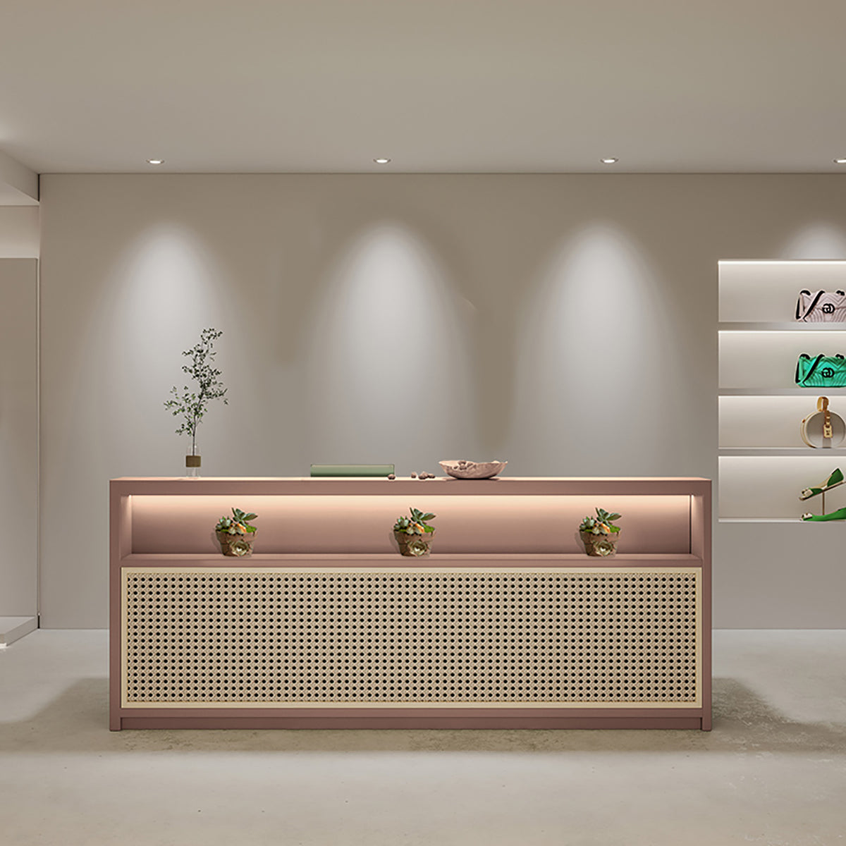 Modern Wooden Reception Counter Office for Salons Fully Assembled Design