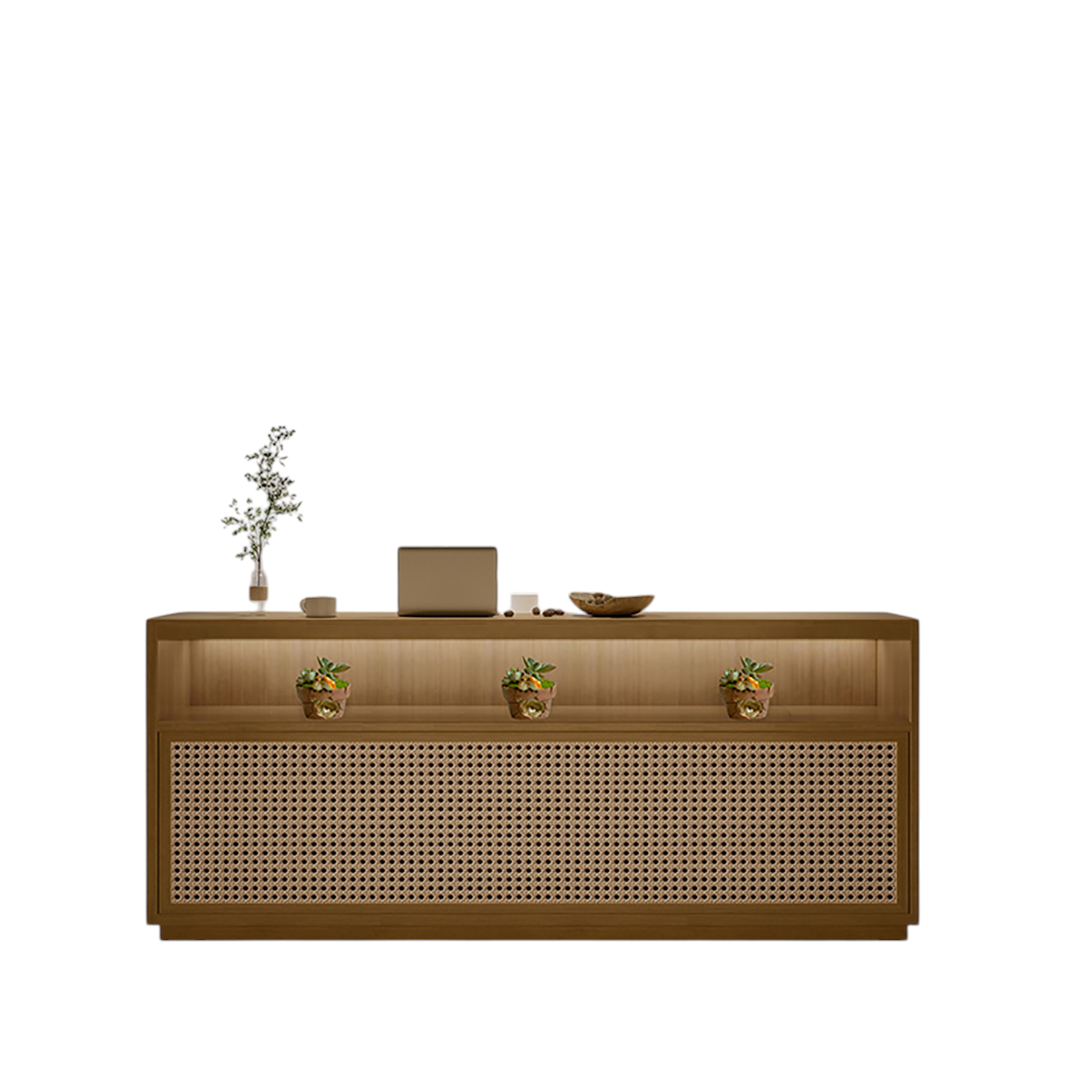 Modern Wooden Reception Counter Office for Salons Fully Assembled Design