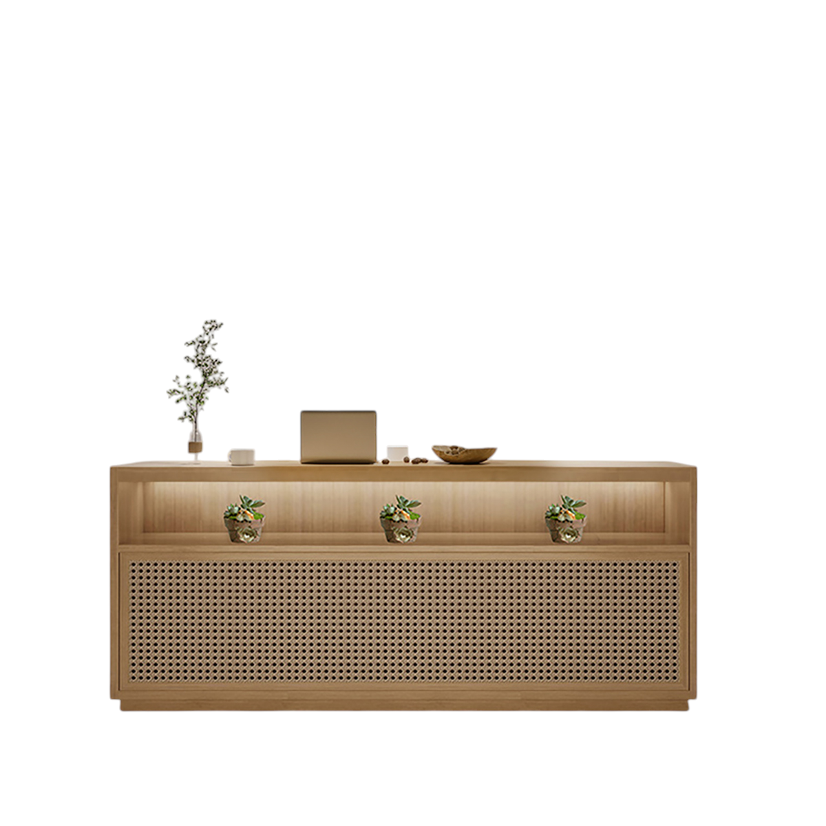 Modern Wooden Reception Counter Office for Salons Fully Assembled Design