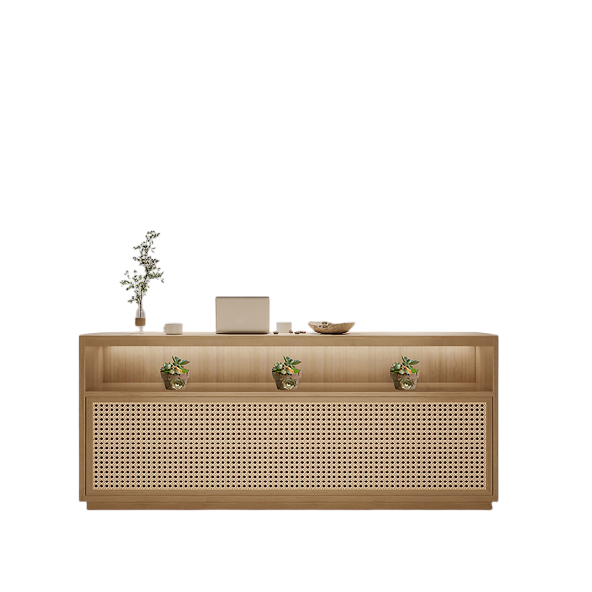 Modern Wooden Reception Counter Office for Salons Fully Assembled Design