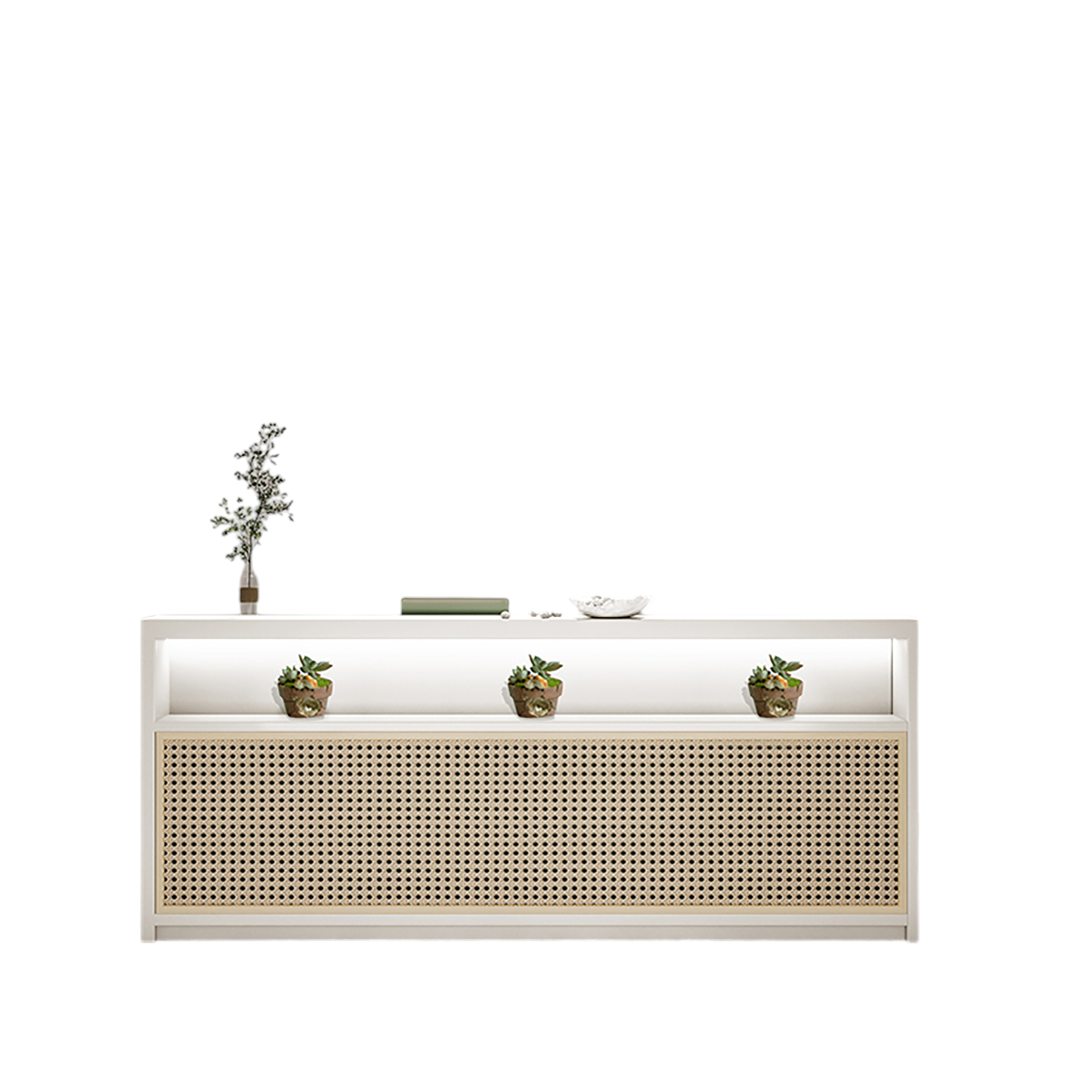 Modern Wooden Reception Counter Office for Salons Fully Assembled Design