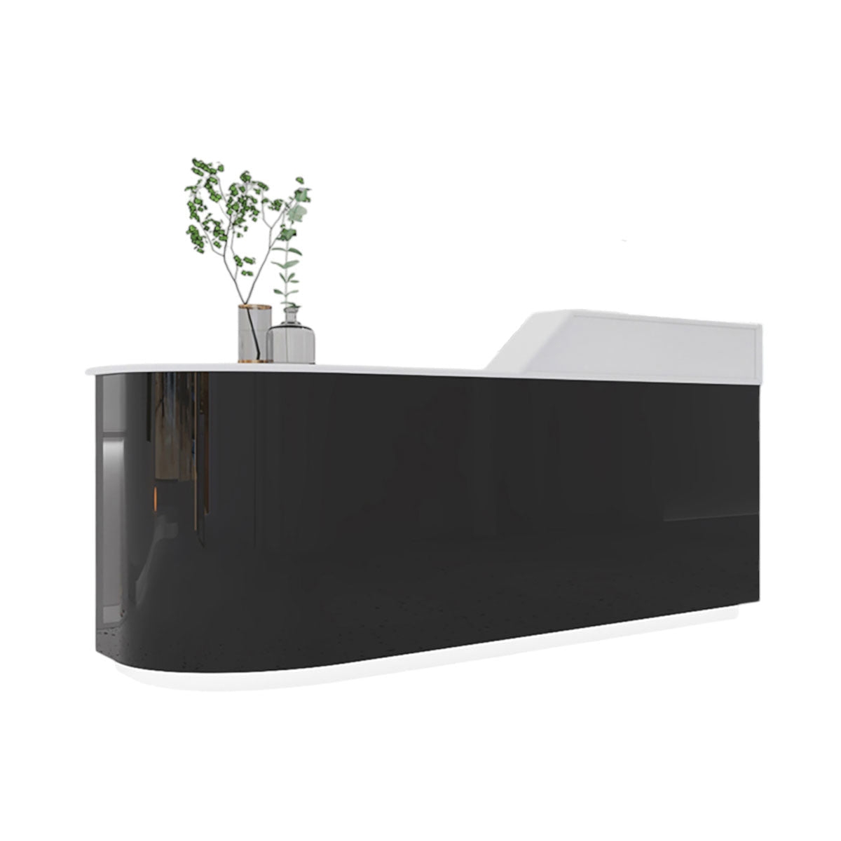 Modern Stainless Steel Reception Counter for Boutiques & Salons Curved Front Desk