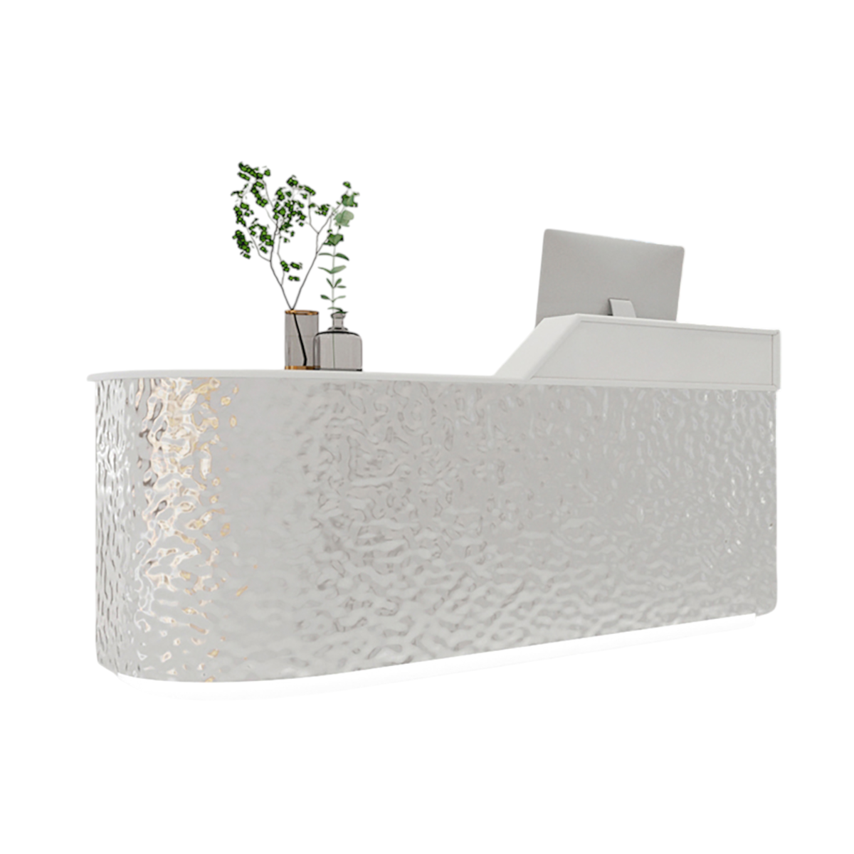 Modern Stainless Steel Reception Counter for Boutiques & Salons Curved Front Desk