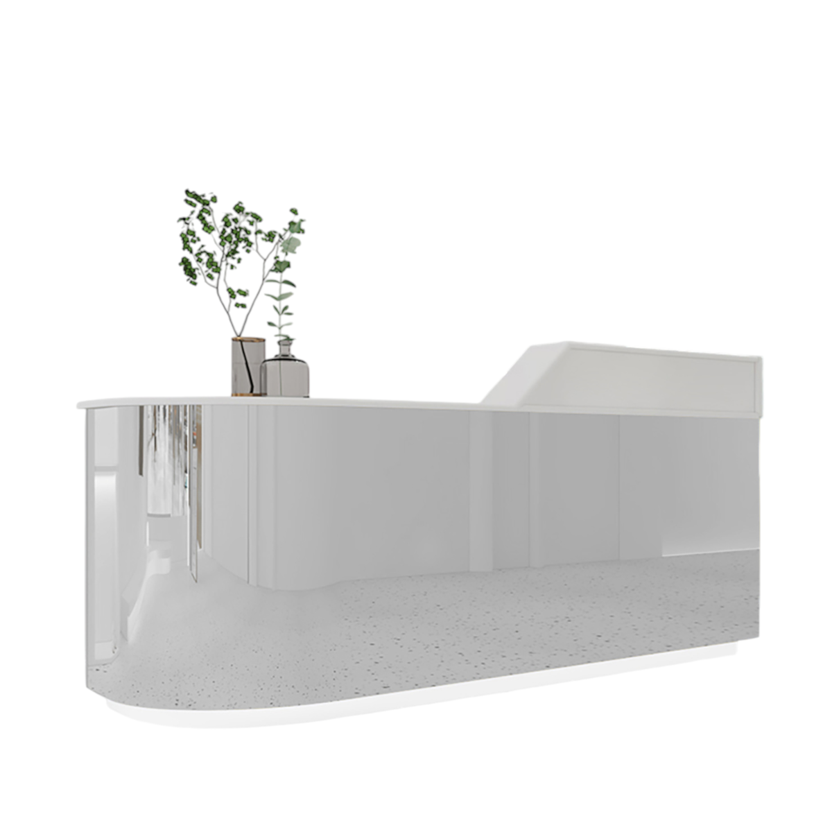Modern Stainless Steel Reception Counter for Boutiques & Salons Curved Front Desk