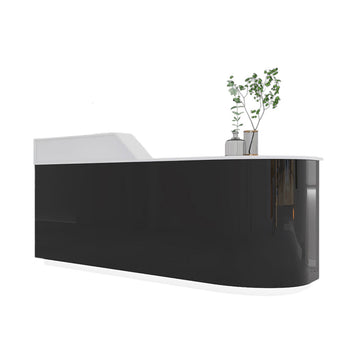 Modern Stainless Steel Reception Counter for Boutiques & Salons Curved Front Desk