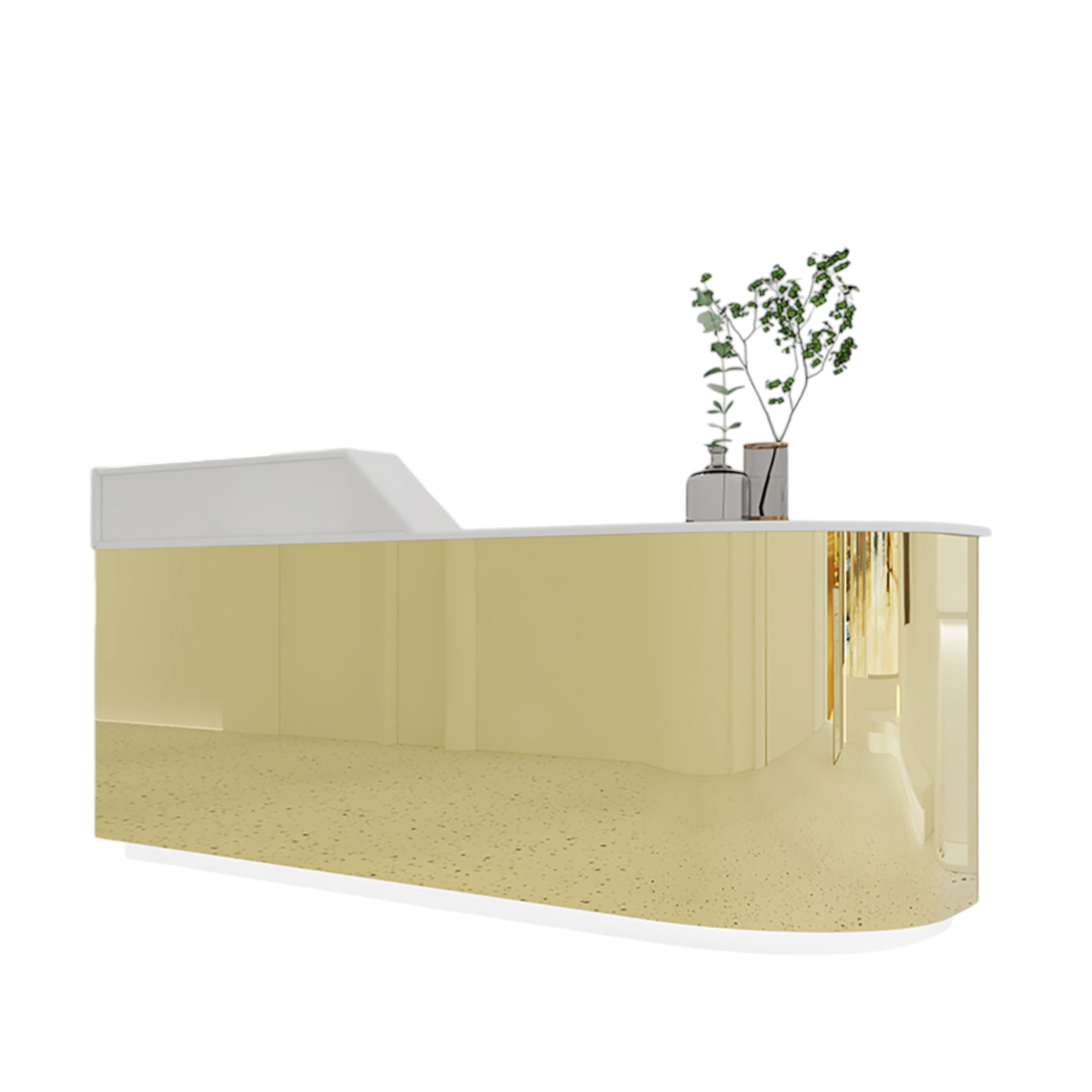Modern Stainless Steel Reception Counter for Boutiques & Salons Curved Front Desk