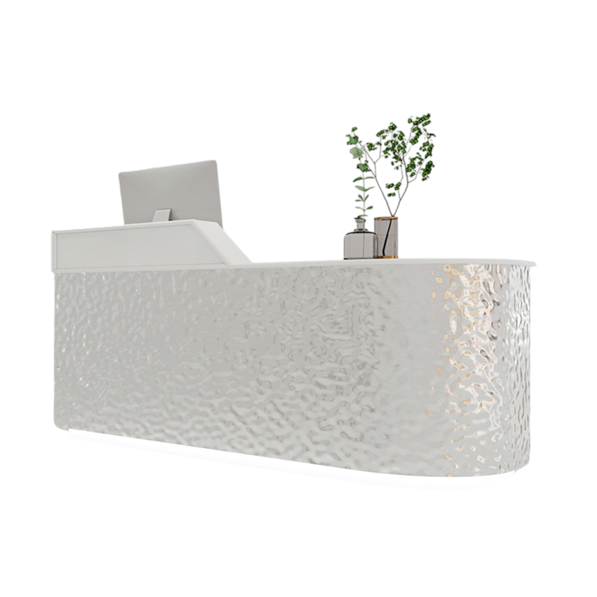 Modern Stainless Steel Reception Counter for Boutiques & Salons Curved Front Desk