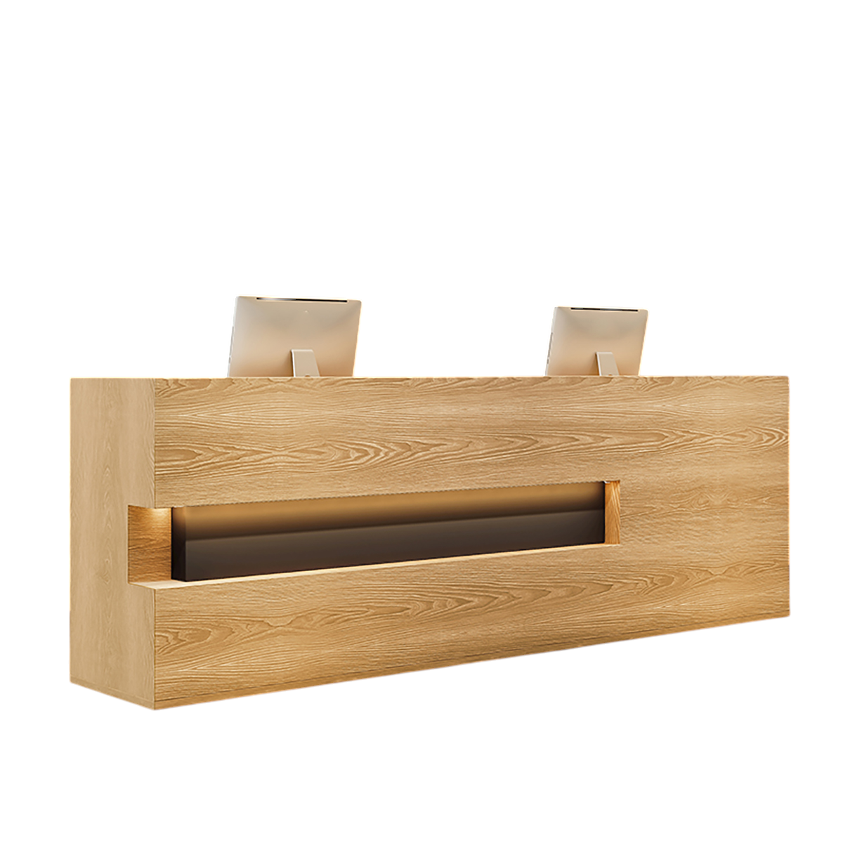 Solid Wood Reception Desk Office Front Counter Bar Table 100–400cm Fully Assembled