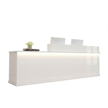 Modern L-Shaped Reception Desk with LED Lighting & Storage Office Counter