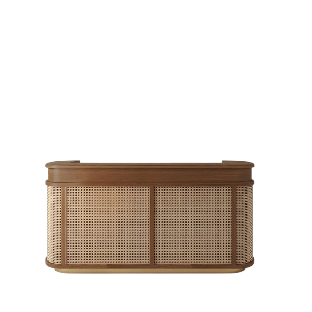 Curved Reception Desk for Salons, Office Front Counter 80cm–300cm Custom Logo