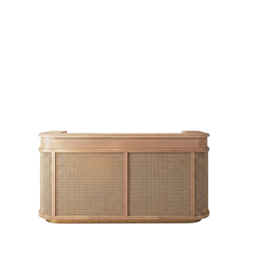 Curved Reception Desk for Salons, Office Front Counter 80cm–300cm Custom Logo