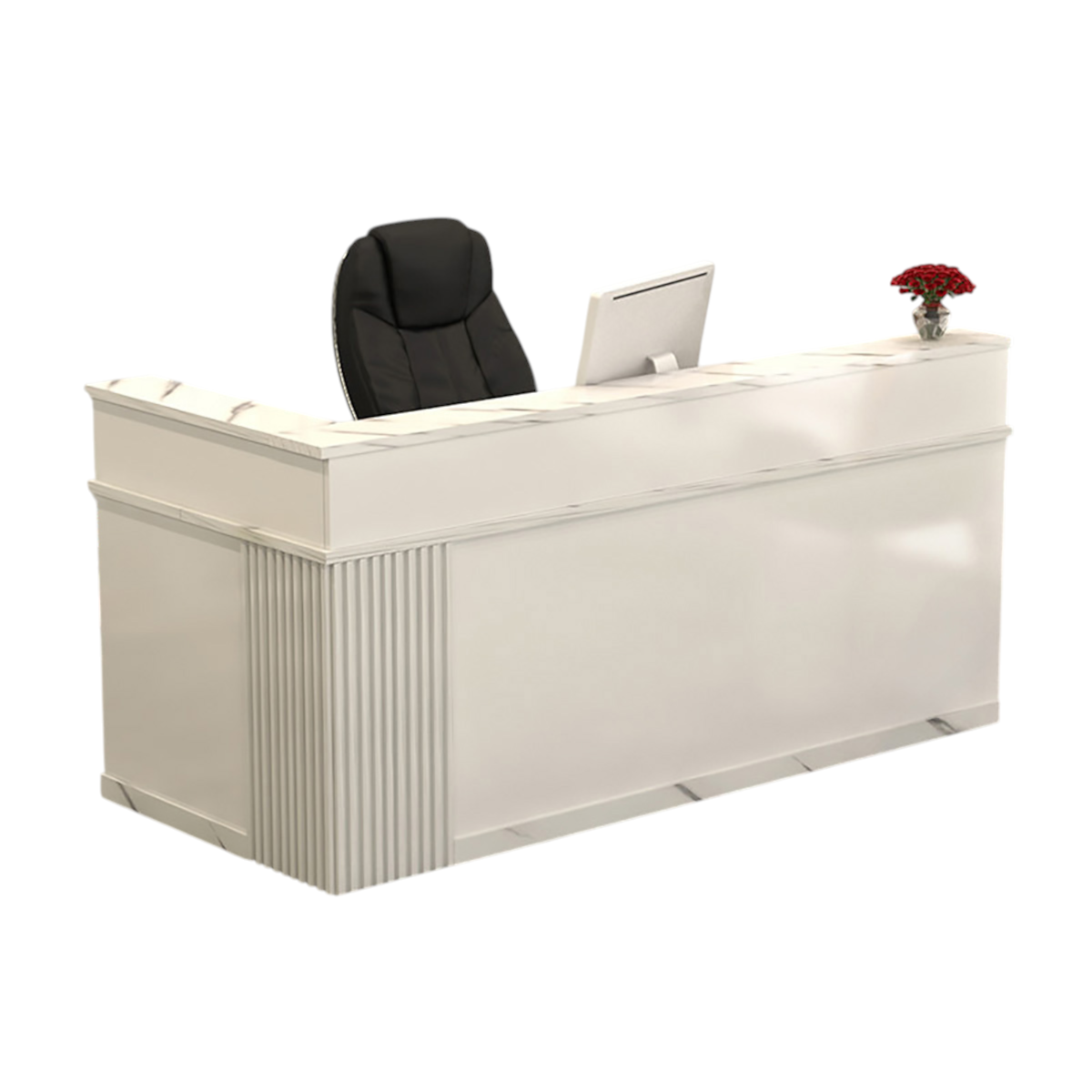 Modern L Shaped Reception Desk – Corner Counter for Retail and Beauty Salon 100-380cm