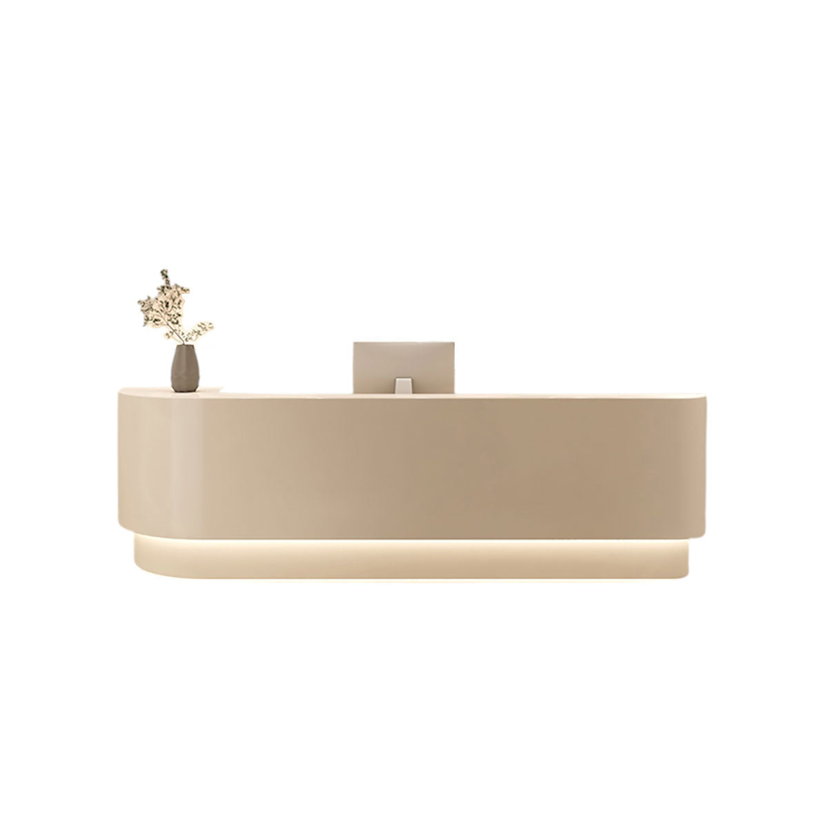 Modern Curved Lacquered Reception Desk – Multiple Colours, 120–500 cm Options, LED Lighting