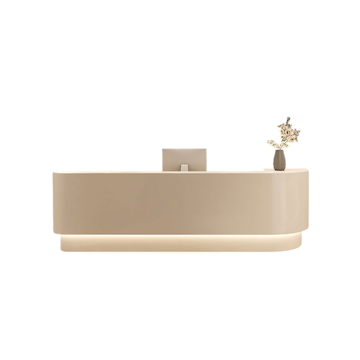 Modern Curved Lacquered Reception Desk – Multiple Colours, 120–500 cm Options, LED Lighting