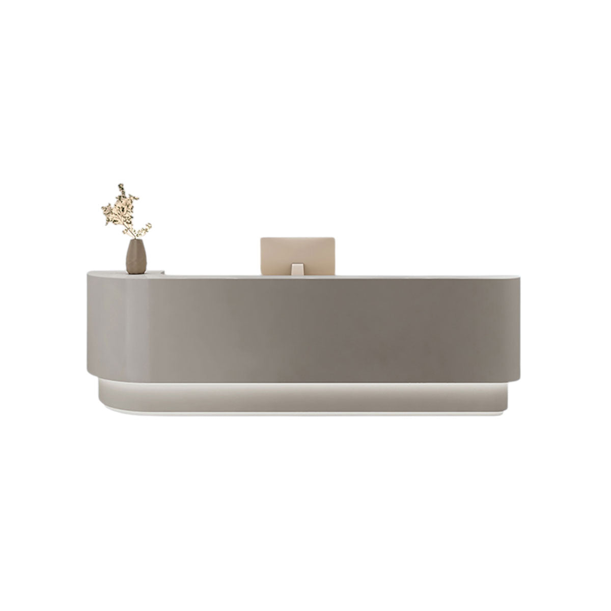 Modern Curved Lacquered Reception Desk – Multiple Colours, 120–500 cm Options, LED Lighting