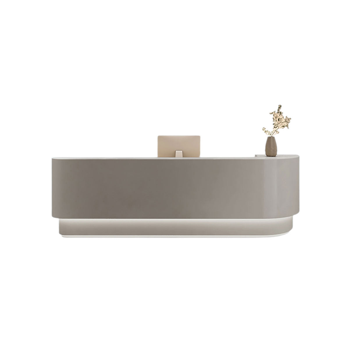 Modern Curved Lacquered Reception Desk – Multiple Colours, 120–500 cm Options, LED Lighting