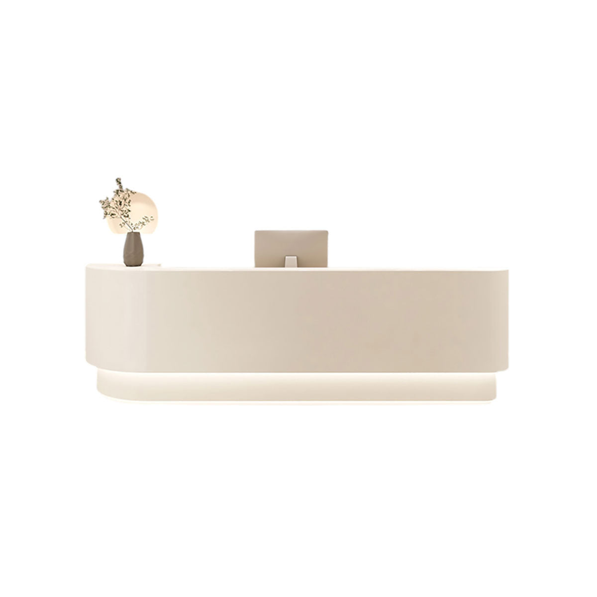 Modern Curved Lacquered Reception Desk – Multiple Colours, 120–500 cm Options, LED Lighting