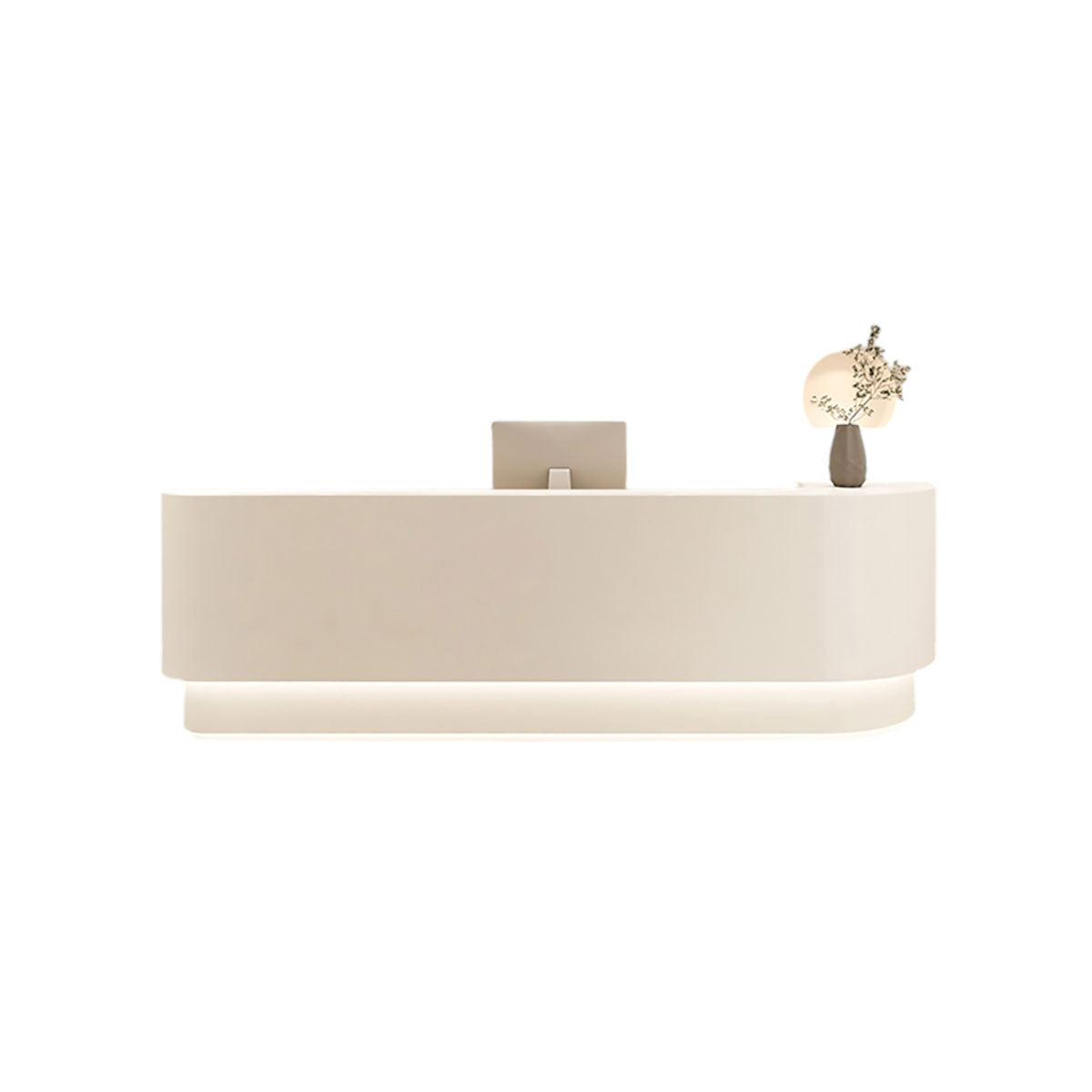 Modern Curved Lacquered Reception Desk – Multiple Colours, 120–500 cm Options, LED Lighting