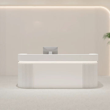 Curved Reception Desk – Custom Front Desk for Boutiques, Cafes, Salons and Offices Fully Assembled