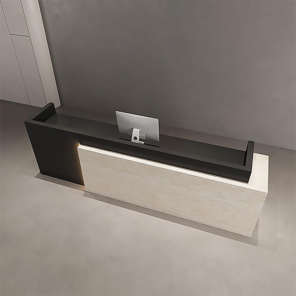 Modern Lacquer Reception Desk Counter with Custom Logo for Office Salon Clinic Retail Store