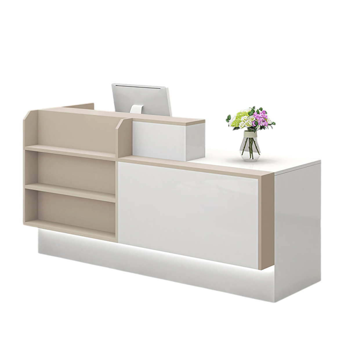 Modern Reception Desk with Display Shelving Front Counter for Retail and Supermarket Spaces
