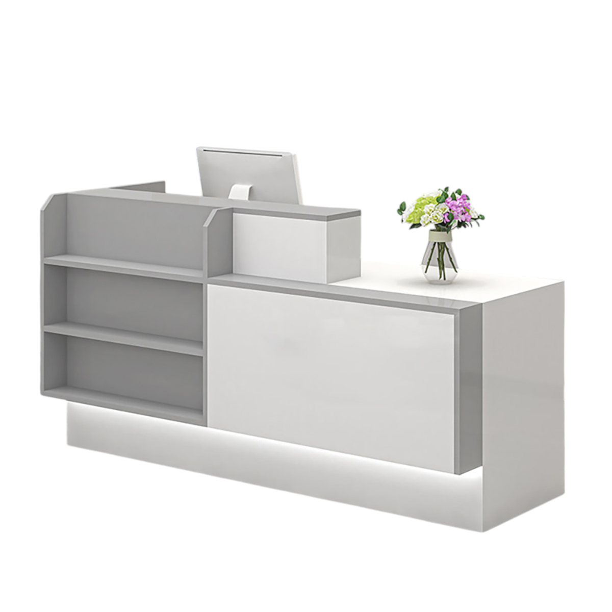 Modern Reception Desk with Display Shelving Front Counter for Retail and Supermarket Spaces