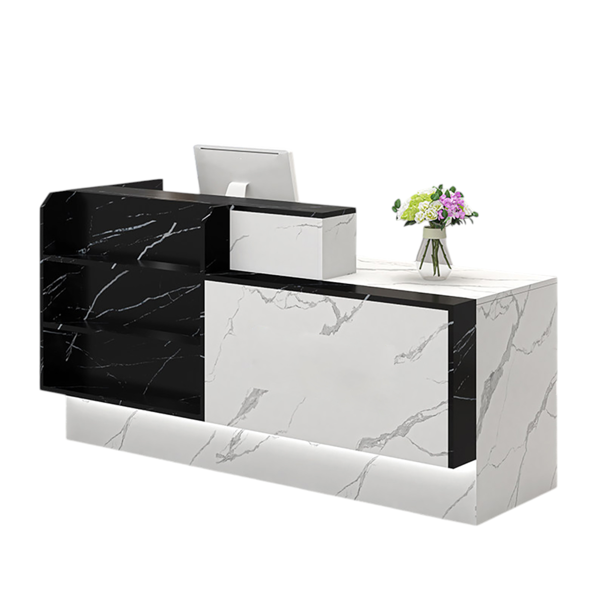 Modern Reception Desk with Display Shelving Front Counter for Retail and Supermarket Spaces