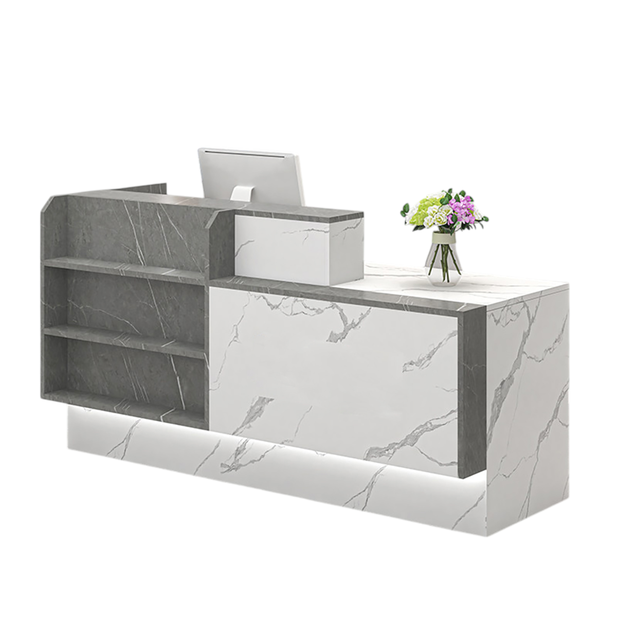 Modern Reception Desk with Display Shelving Front Counter for Retail and Supermarket Spaces