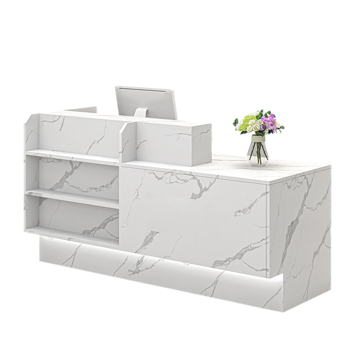 Modern Reception Desk with Display Shelving Front Counter for Retail and Supermarket Spaces