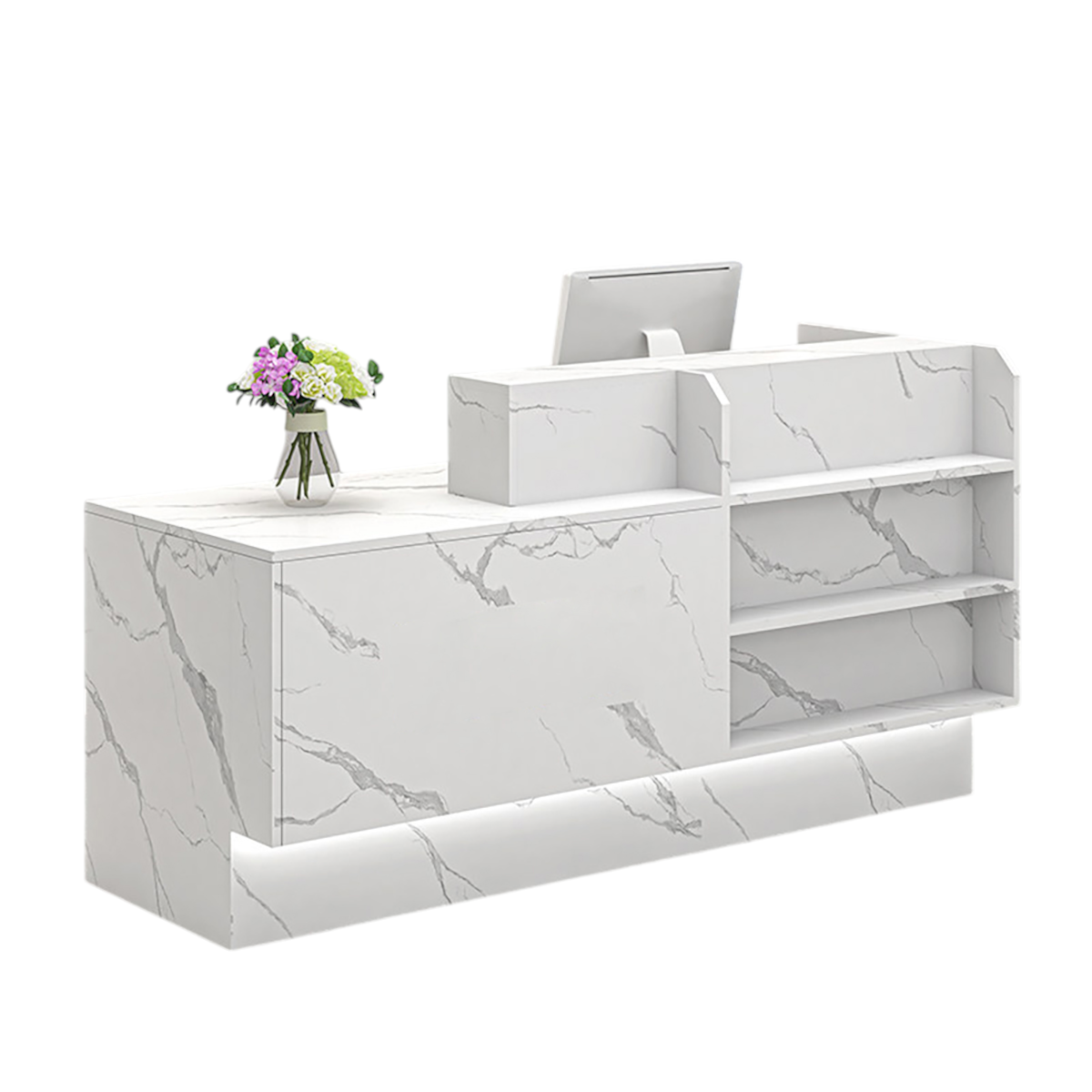 Modern Reception Desk with Display Shelving Front Counter for Retail and Supermarket Spaces
