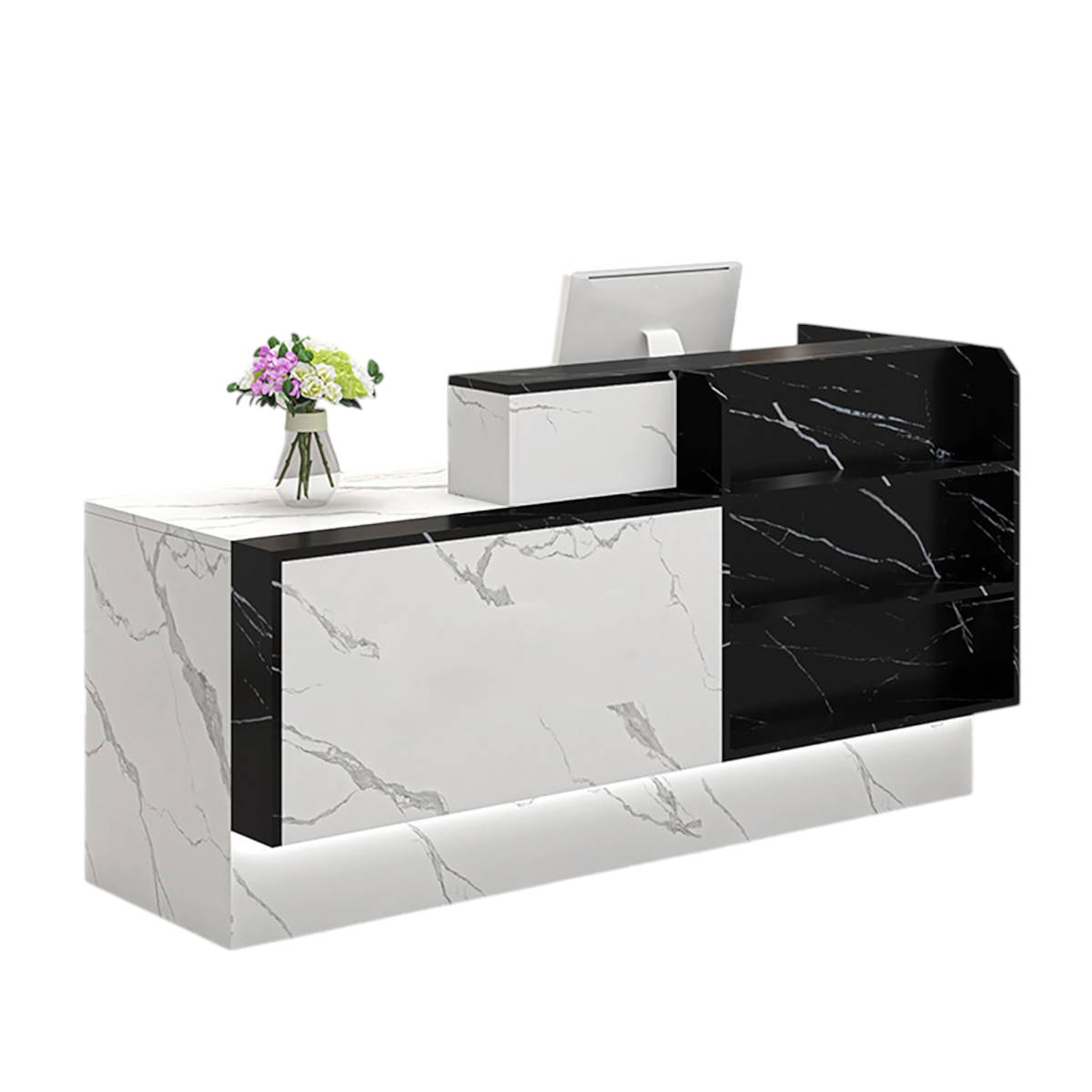 Modern Reception Desk with Display Shelving Front Counter for Retail and Supermarket Spaces