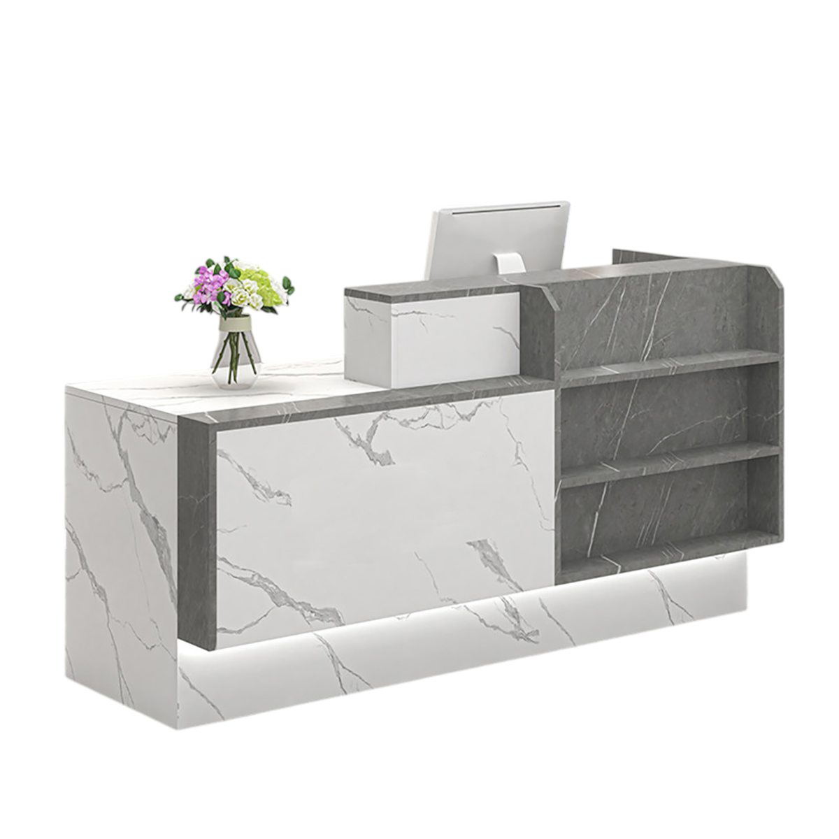 Modern Reception Desk with Display Shelving Front Counter for Retail and Supermarket Spaces