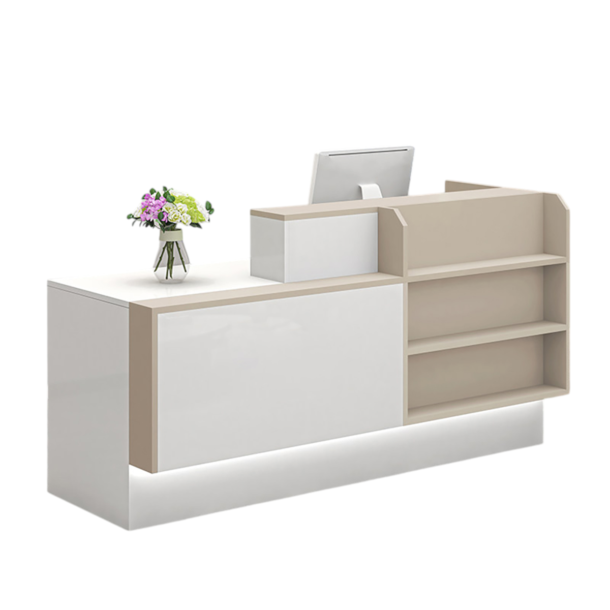 Modern Reception Desk with Display Shelving Front Counter for Retail and Supermarket Spaces
