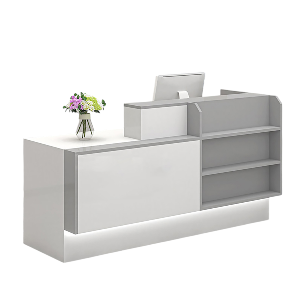 Modern Reception Desk with Display Shelving Front Counter for Retail and Supermarket Spaces