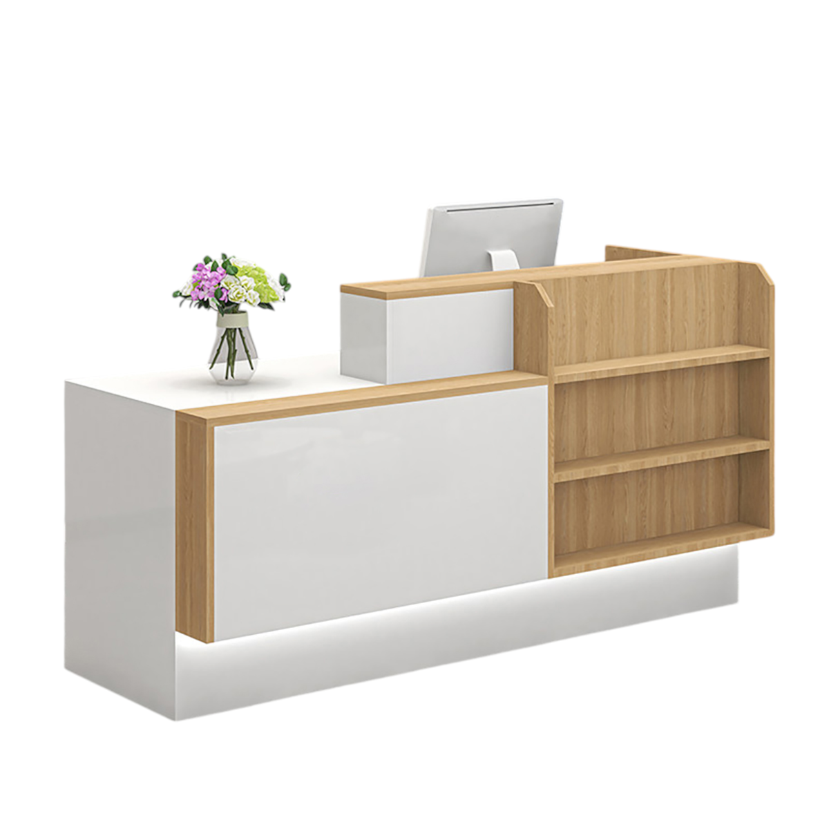 Modern Reception Desk with Display Shelving Front Counter for Retail and Supermarket Spaces