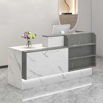 Modern Reception Desk with Display Shelving Front Counter for Retail and Supermarket Spaces