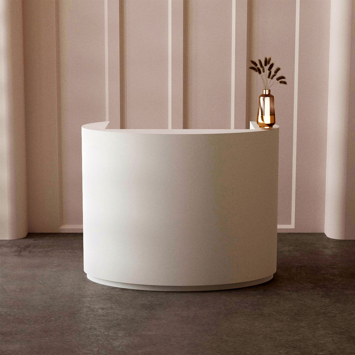 Minimalist Painted Curved Reception Desk Small Retail Checkout Counter 60-300cm