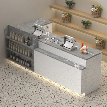 Modern L Shaped Reception Desk Checkout Counter for Office, Retail Shops and Hair Salons 100-300cm