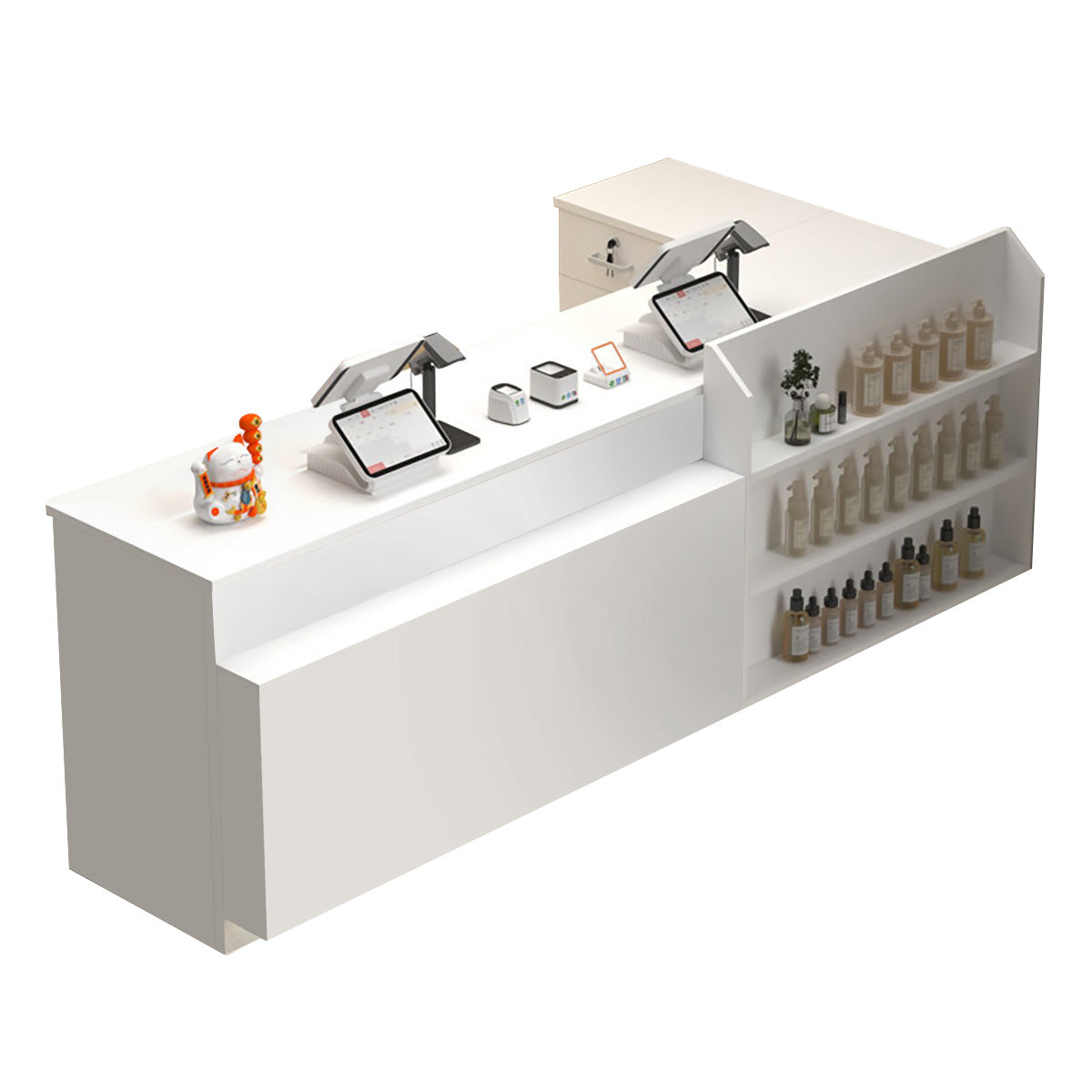 Modern L Shaped Reception Desk Checkout Counter for Office, Retail Shops and Hair Salons 100-300cm