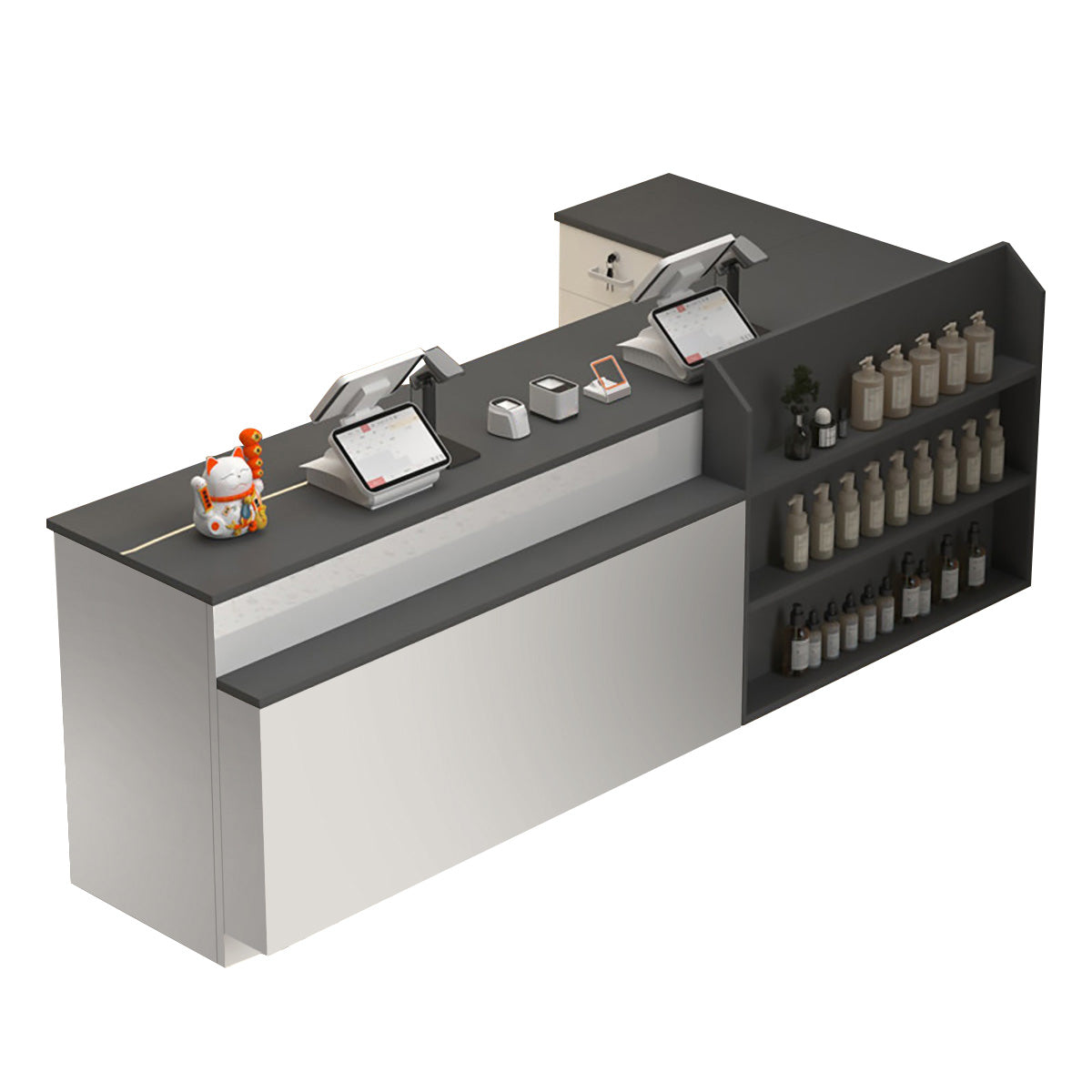 Modern L Shaped Reception Desk Checkout Counter for Office, Retail Shops and Hair Salons 100-300cm