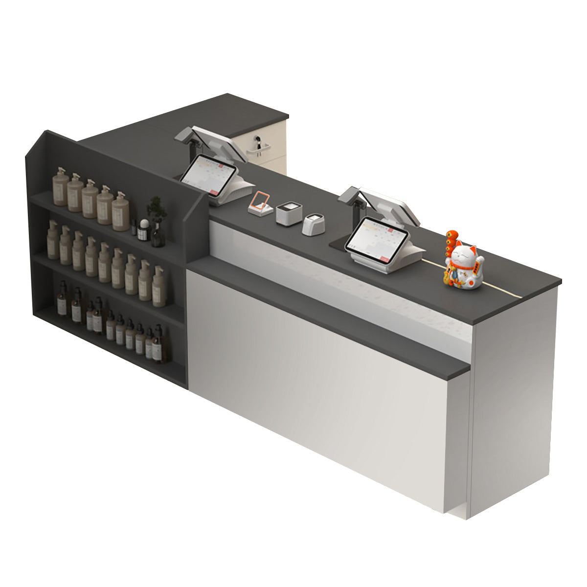 Modern L Shaped Reception Desk Checkout Counter for Office, Retail Shops and Hair Salons 100-300cm