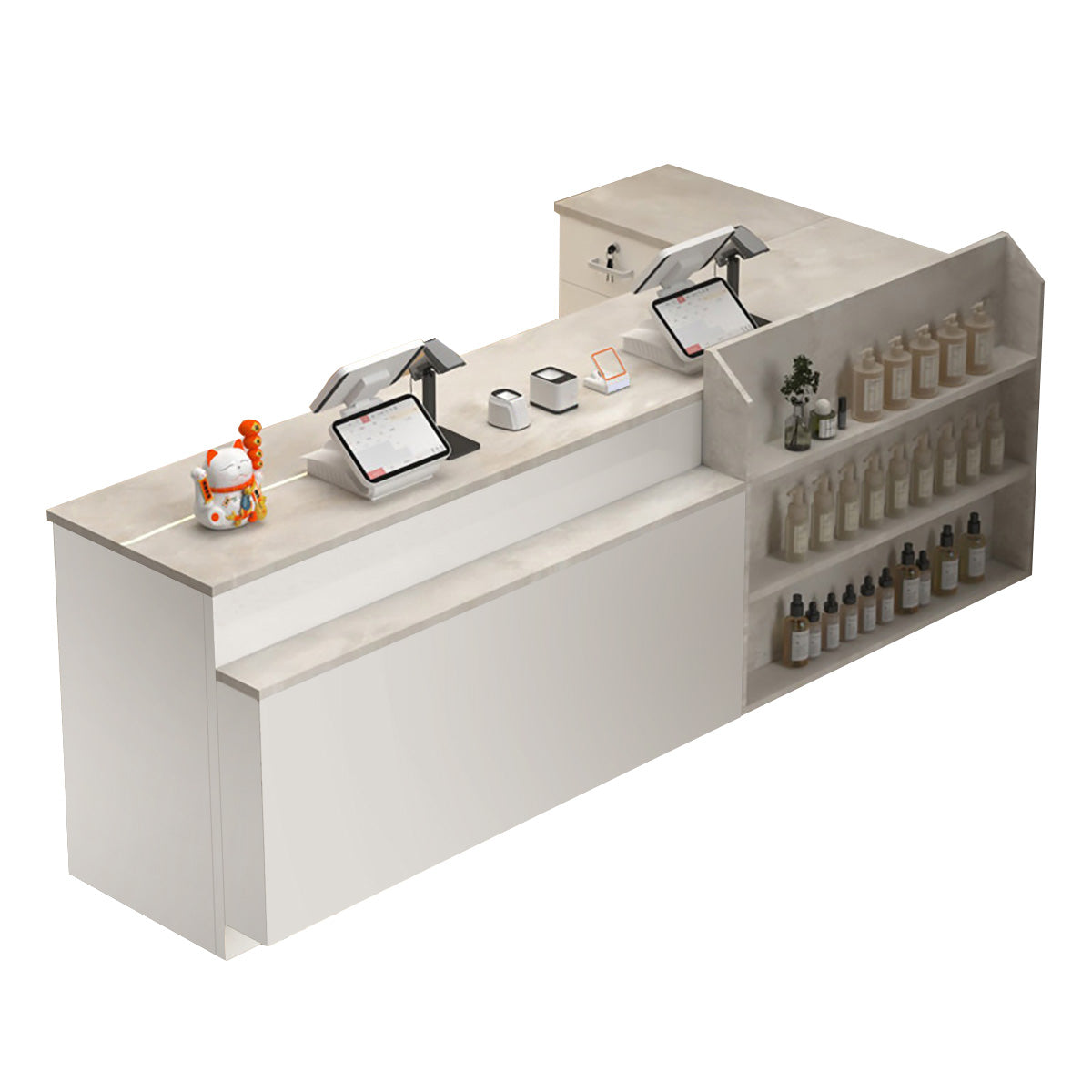 Modern L Shaped Reception Desk Checkout Counter for Office, Retail Shops and Hair Salons 100-300cm