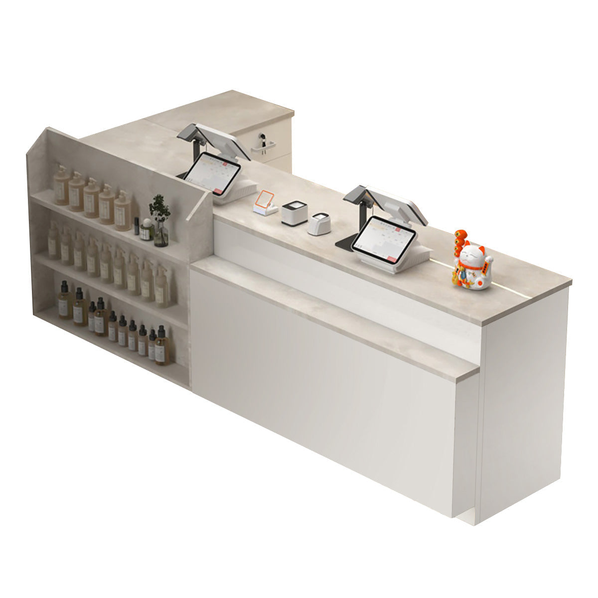 Modern L Shaped Reception Desk Checkout Counter for Office, Retail Shops and Hair Salons 100-300cm