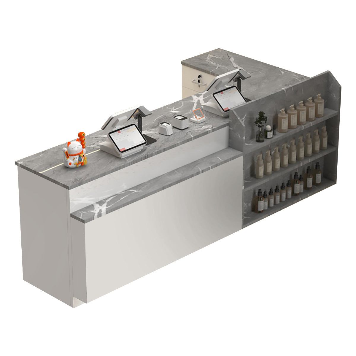 Modern L Shaped Reception Desk Checkout Counter for Office, Retail Shops and Hair Salons 100-300cm
