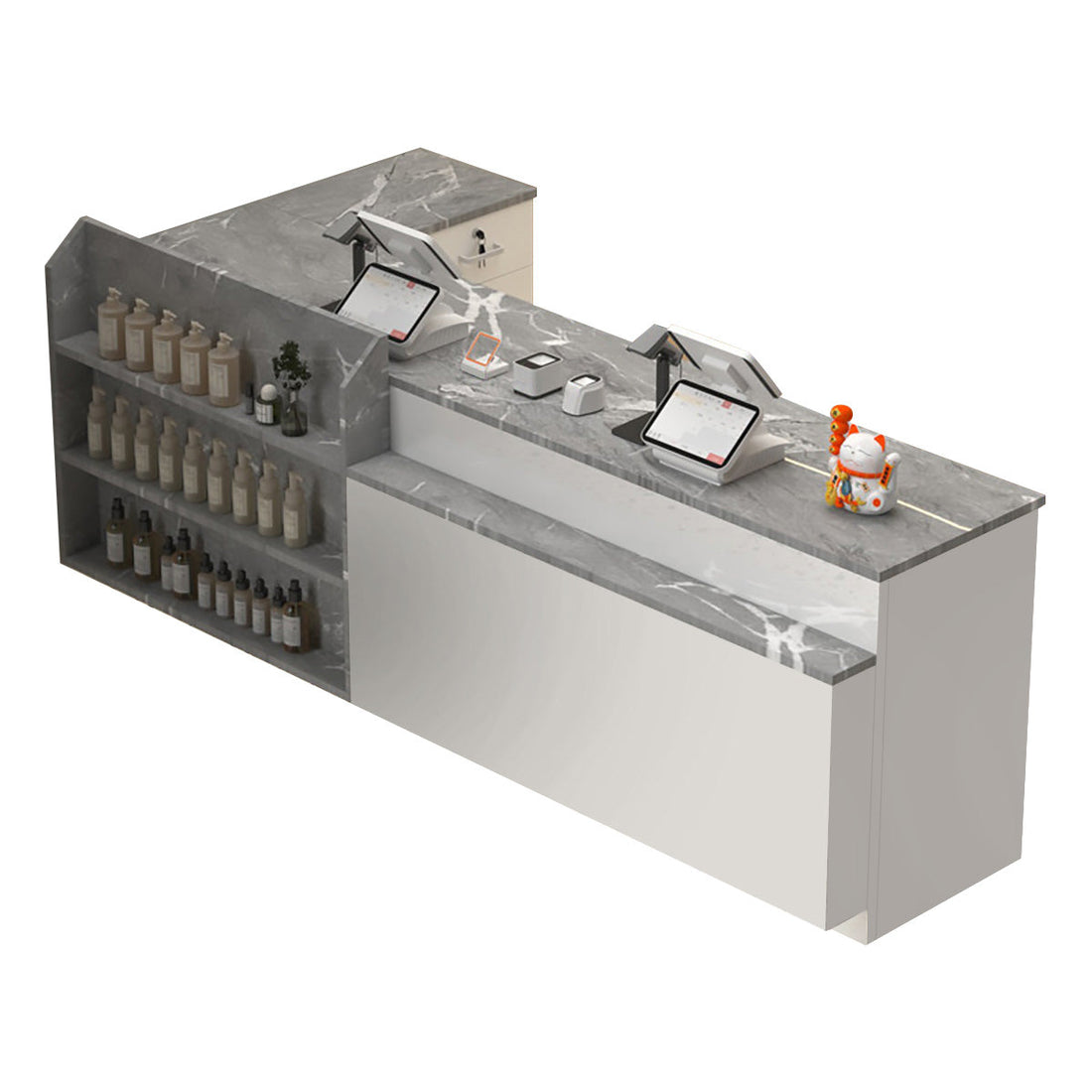 Modern L Shaped Reception Desk Checkout Counter for Office, Retail Shops and Hair Salons 100-300cm