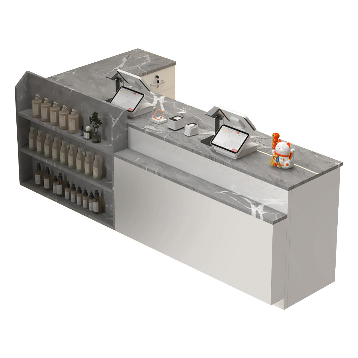 Modern L Shaped Reception Desk Checkout Counter for Office, Retail Shops and Hair Salons 100-300cm