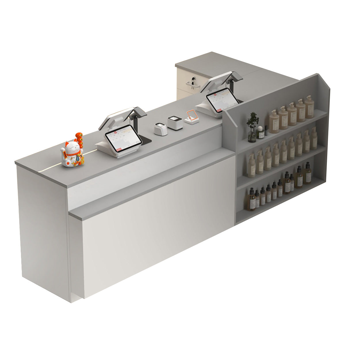 Modern L Shaped Reception Desk Checkout Counter for Office, Retail Shops and Hair Salons 100-300cm