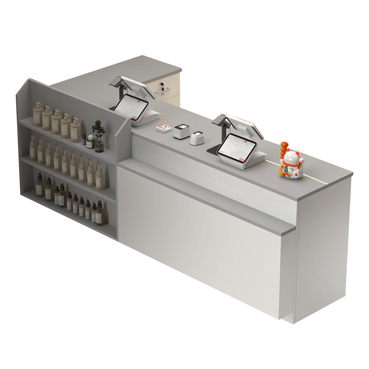 Modern L Shaped Reception Desk Checkout Counter for Office, Retail Shops and Hair Salons 100-300cm