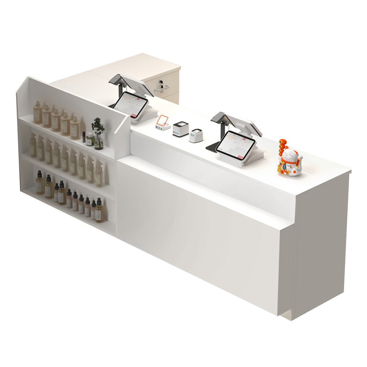 Modern L Shaped Reception Desk Checkout Counter for Office, Retail Shops and Hair Salons 100-300cm