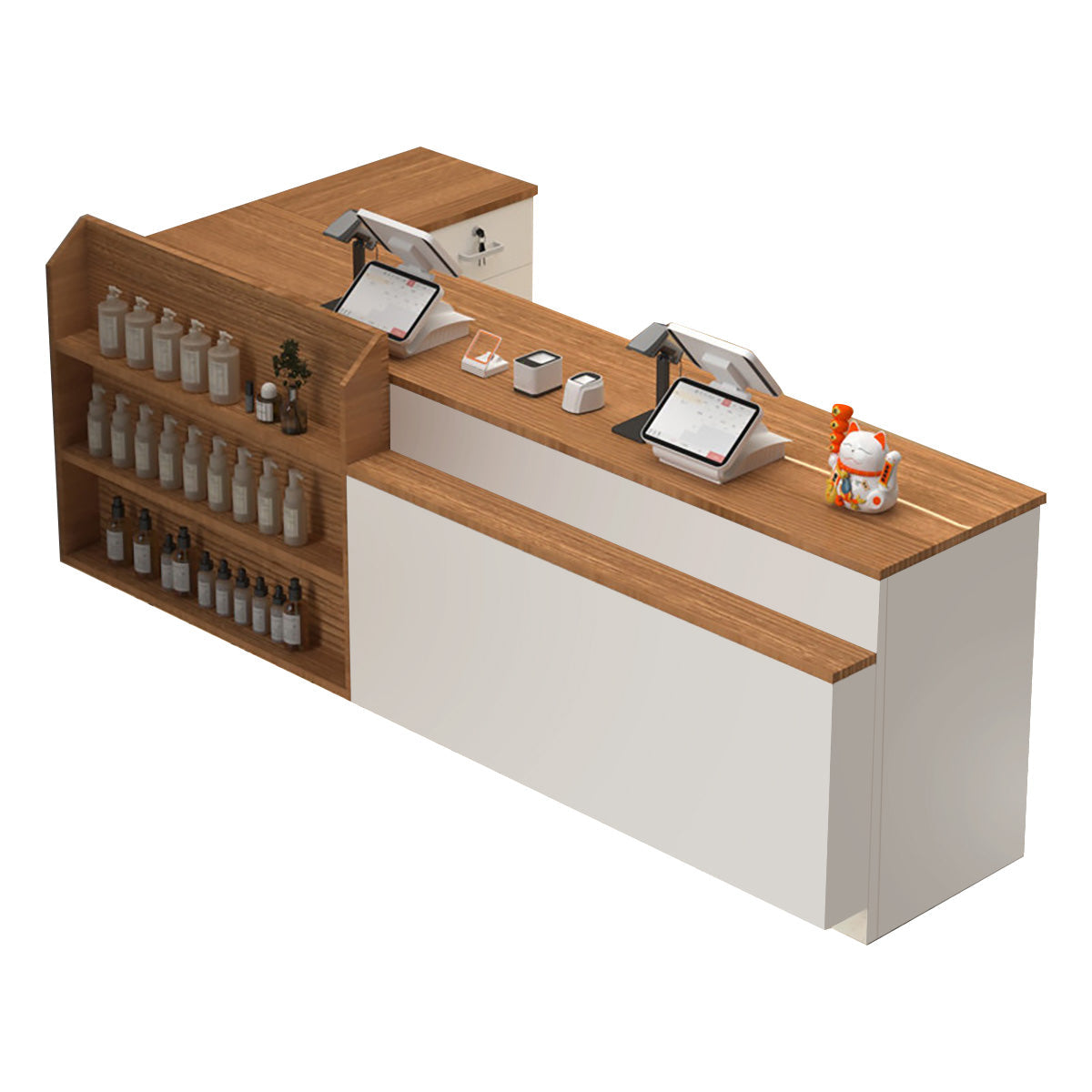 Modern L Shaped Reception Desk Checkout Counter for Office, Retail Shops and Hair Salons 100-300cm